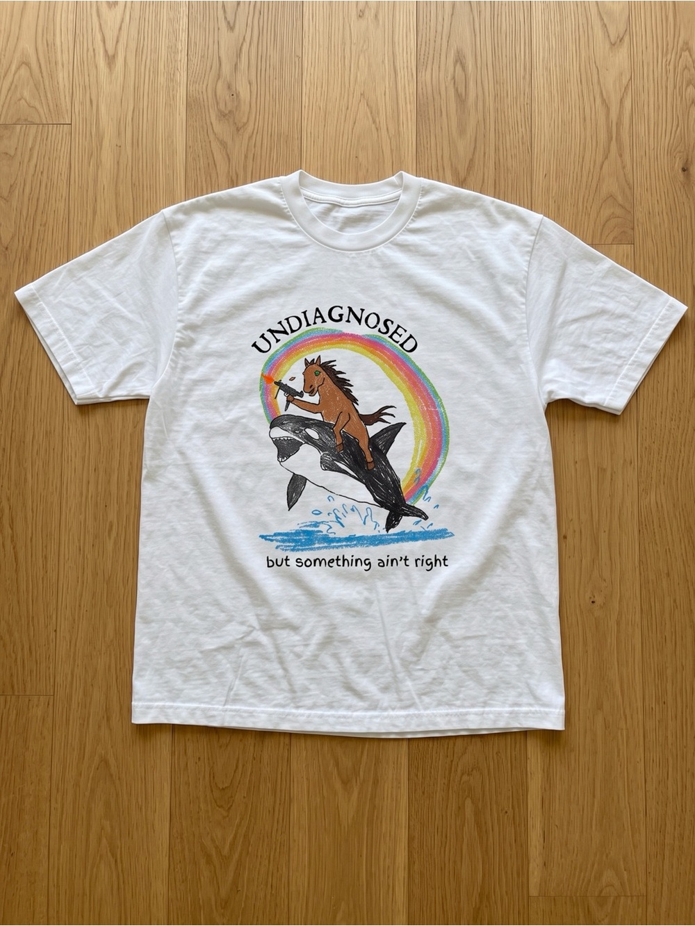 Undiagnosed Meme Graphic Tee White Funny Ironic Humor Unisex Shirt NWT